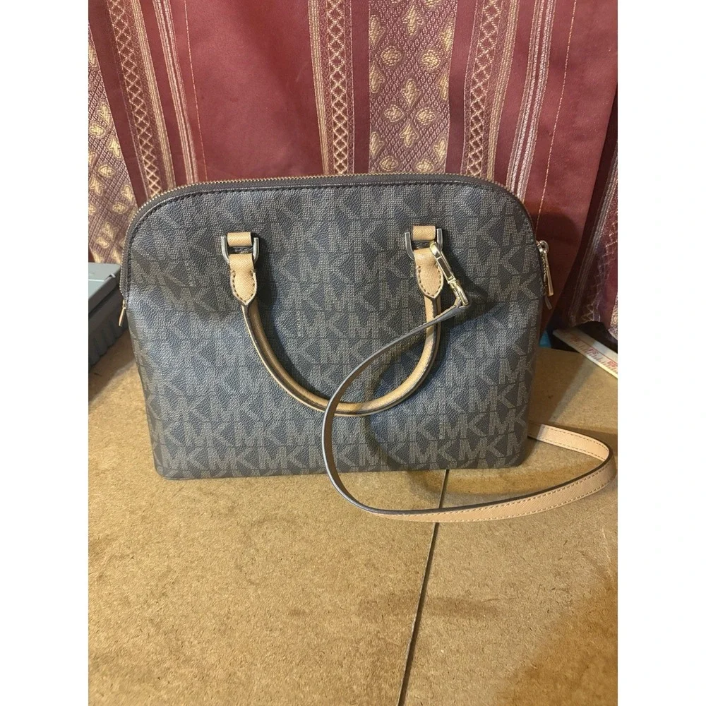 Michael Kors Jet Set Travel Satchel Crossbody Wallet Brown MK Logo Matching Set